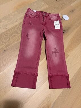 NWT Joe’s Girls' Distressed Crop Jeans in Berry Pink